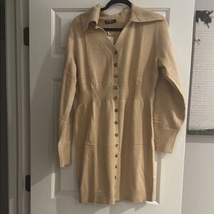 Tan Button-Up Dress
